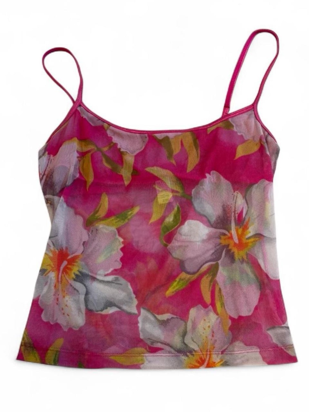 Vintage Pink Floral Mesh Lingerie Camisole Top